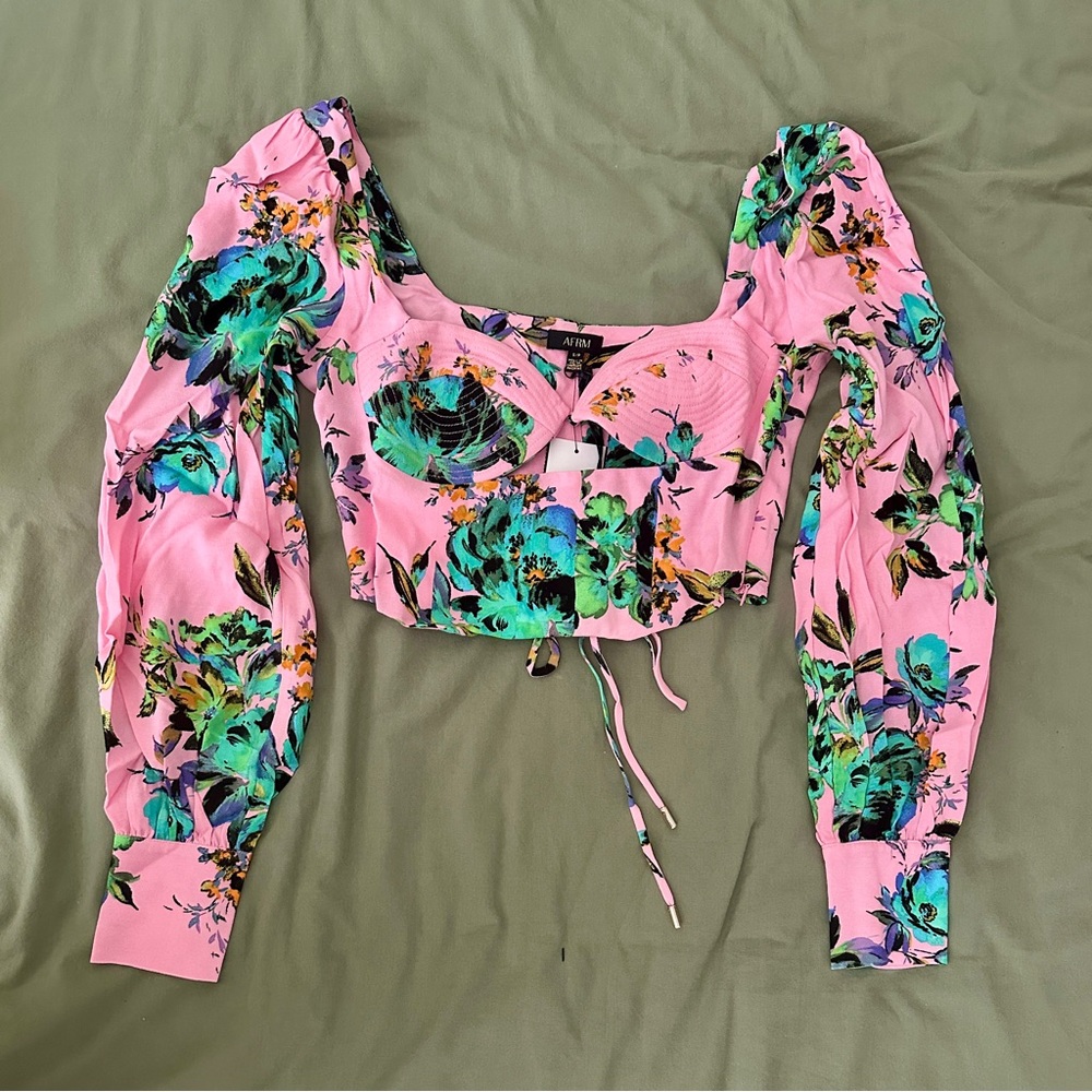 AFRM Tara Long Sleeve Crop Top